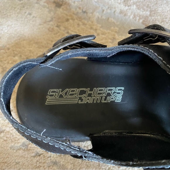 Skechers Vintage Sandals Jam Ups Fisherman Style Black Leather Platform Soles 90 - Picture 8 of 11